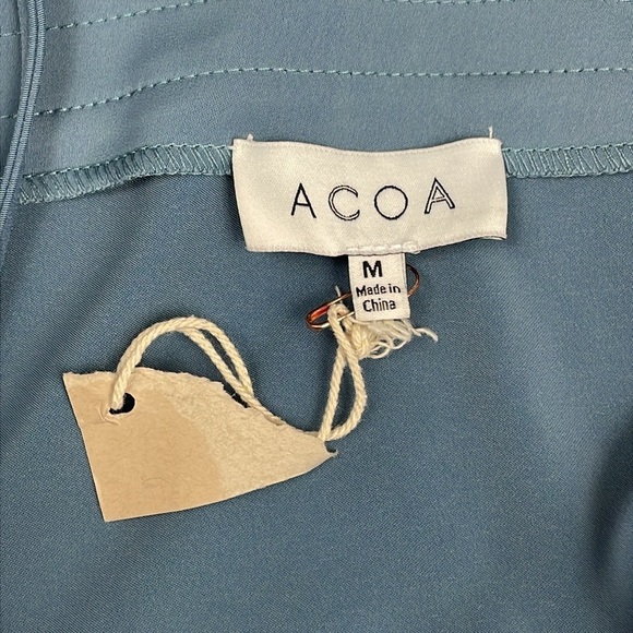 New ACOA Party Starter Crop Top Blue Square Neck Sz M - Picture 7 of 11